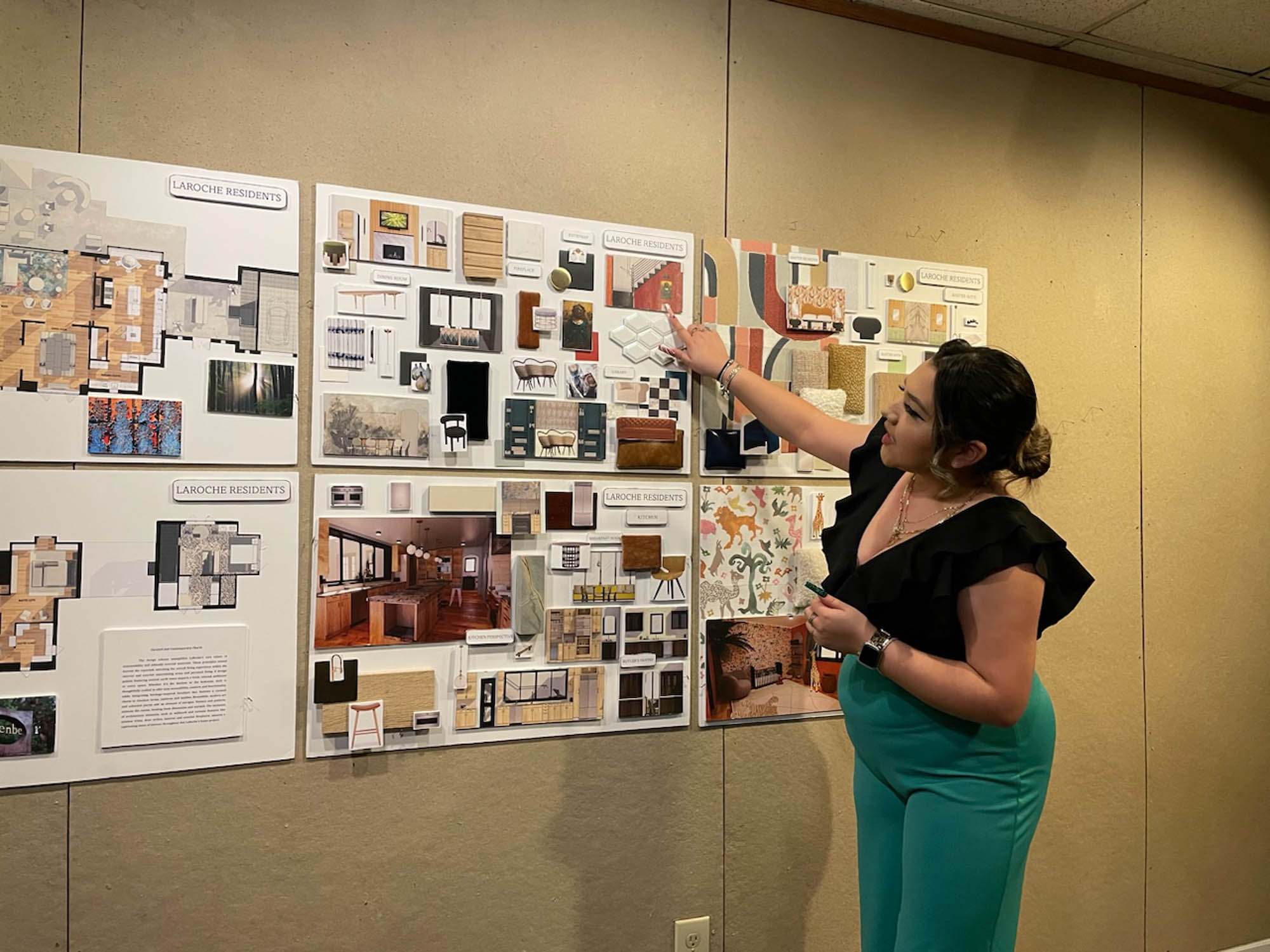 Interior Design student presenting her project