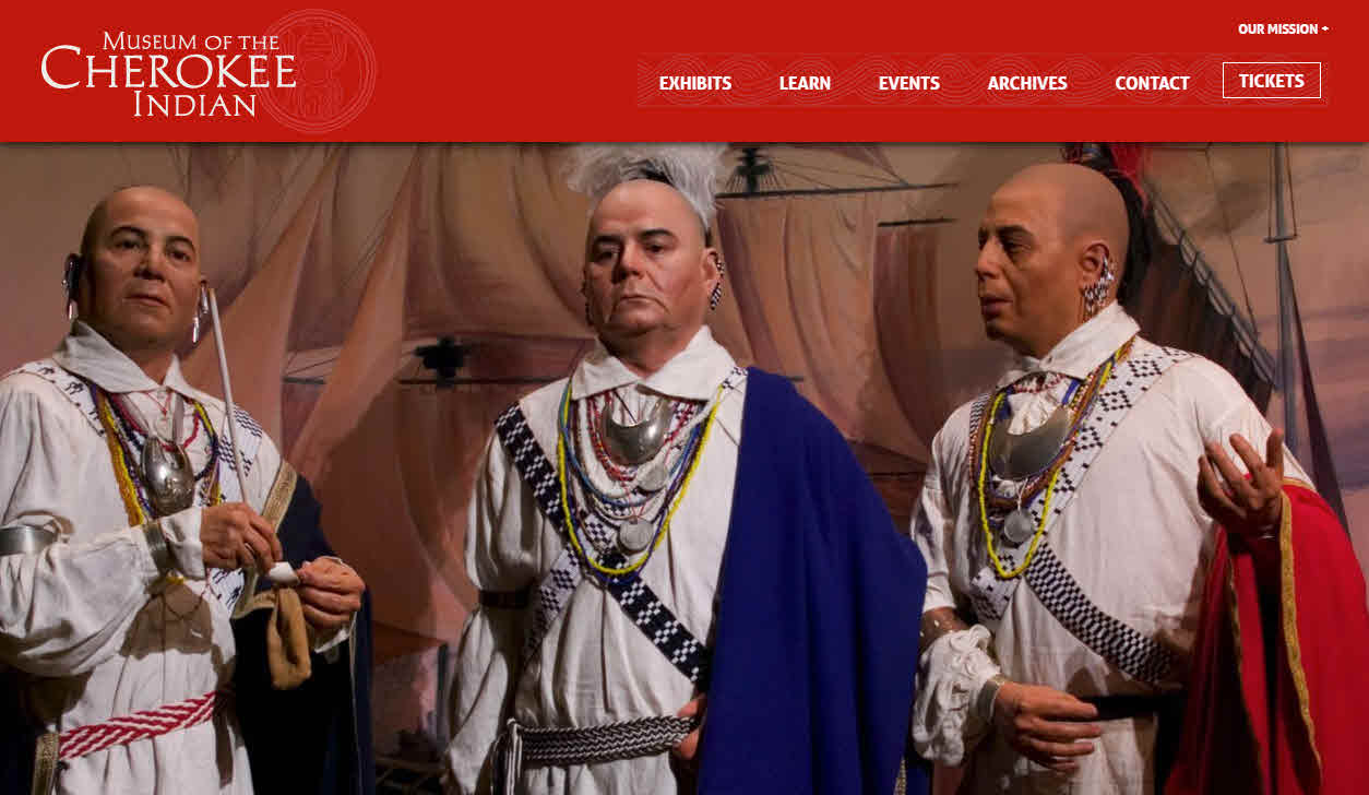 screenshot of mci.org Museum of the Cherokee Indian website