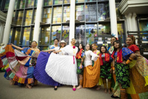 Panamanian students in traditional dress at the Burd Center