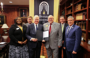 Brenau and Riverside Prep officials at the signing on Thursday, Feb. 8.