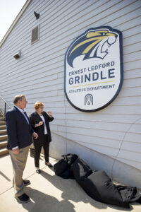 Doug and Kay Ivester unveil new sign