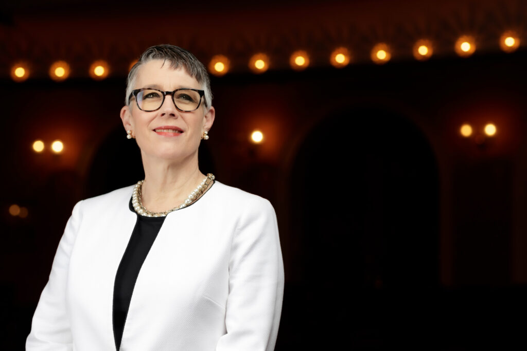 Late President Anne A. Skleder on Pearce Auditorium stage