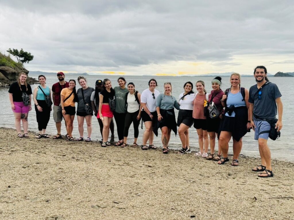 Brenau students on the beach in Costa Rica