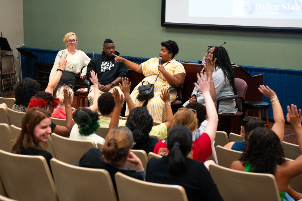 Dulce Sloan taking questions from the audience