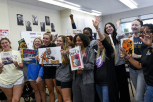 College of Education students with books